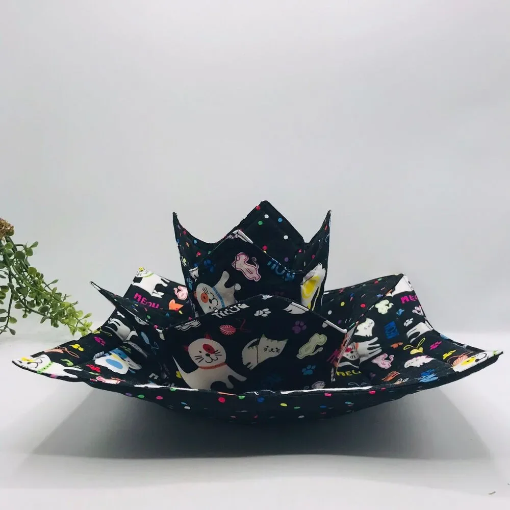 Microwave Bowl Cozy Holder, Reversible, Cute Cats, 3 Sizes, Plate, Soup, Pint